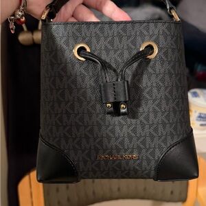 Michael Kors Black and Gray Monogram Shoulder Bag